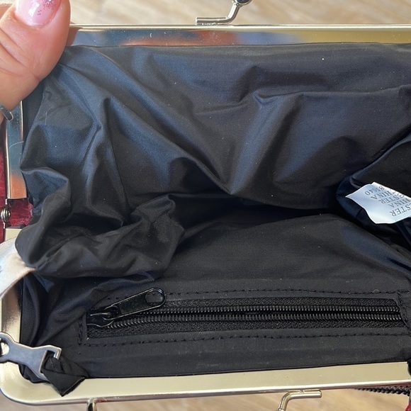 VINTAGE Kathie Lee Red and Black Python Clutch Bag with Strap - Picture 5 of 10